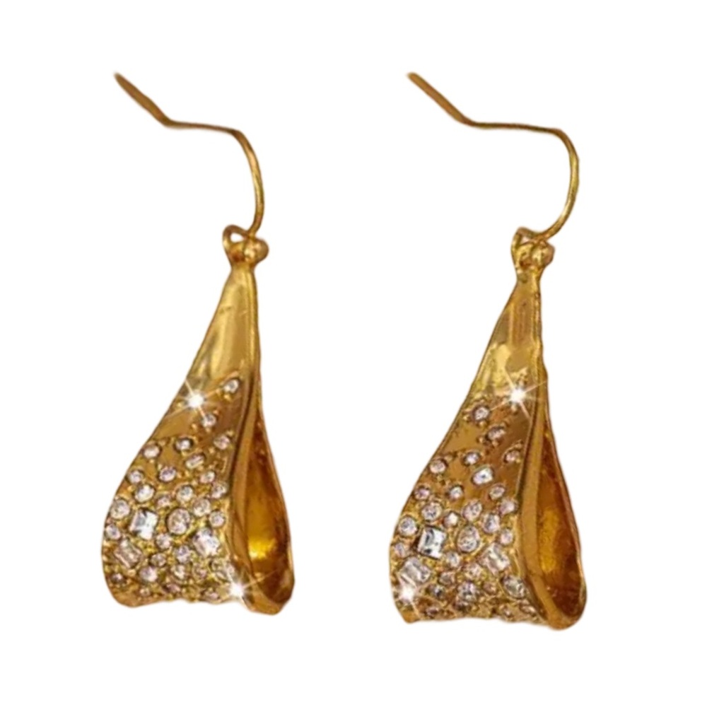 ALEXIS BITTAR • Gold Ribbon Curl Loop Crystal Encrusted Earrings